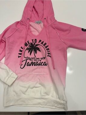 LifeStyle Pink Ombre "Take Me to Paradise Jamaica" Hoodie Size Medium